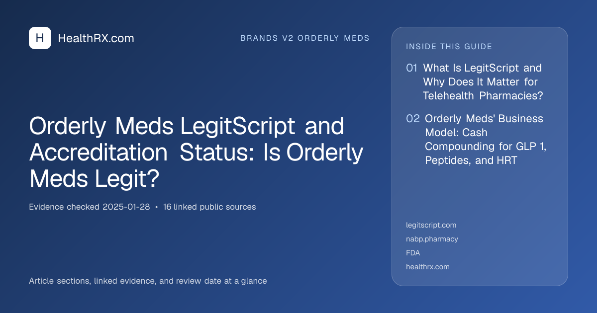 Evidence overview for Orderly Meds LegitScript and Accreditation Status: Is Orderly Meds Legit?