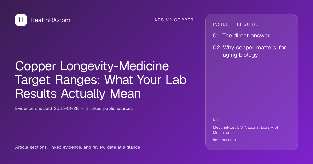 Evidence overview for Copper Longevity-Medicine Target Ranges: What Your Lab Results Actually Mean