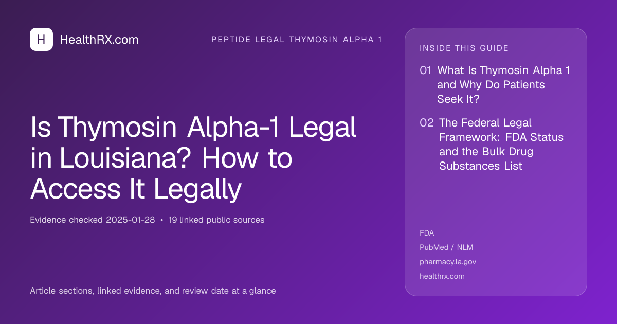 Evidence overview for Is Thymosin Alpha-1 Legal in Louisiana? How to Access It Legally