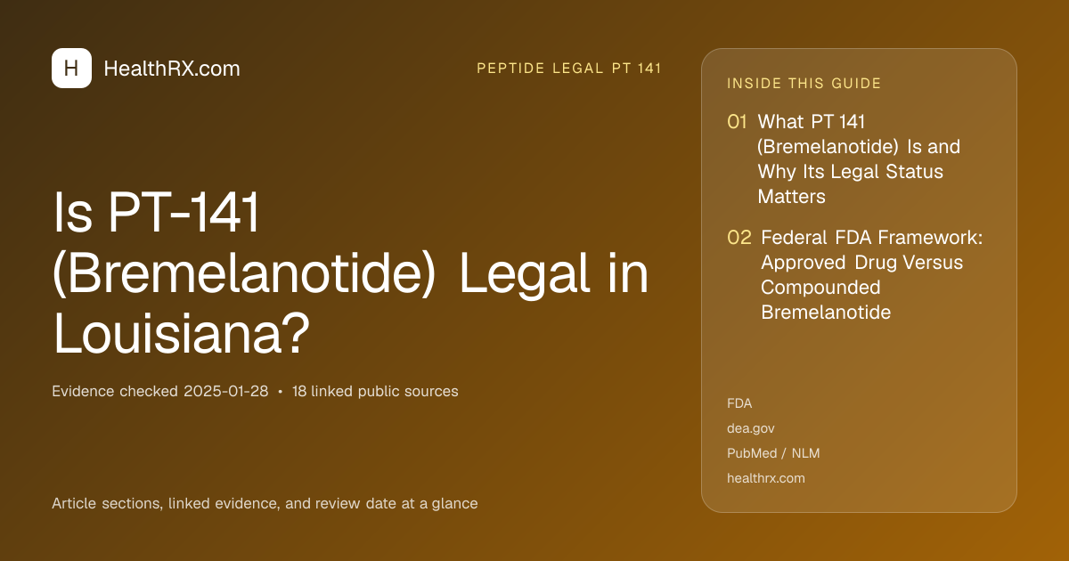 Evidence overview for Is PT-141 (Bremelanotide) Legal in Louisiana?