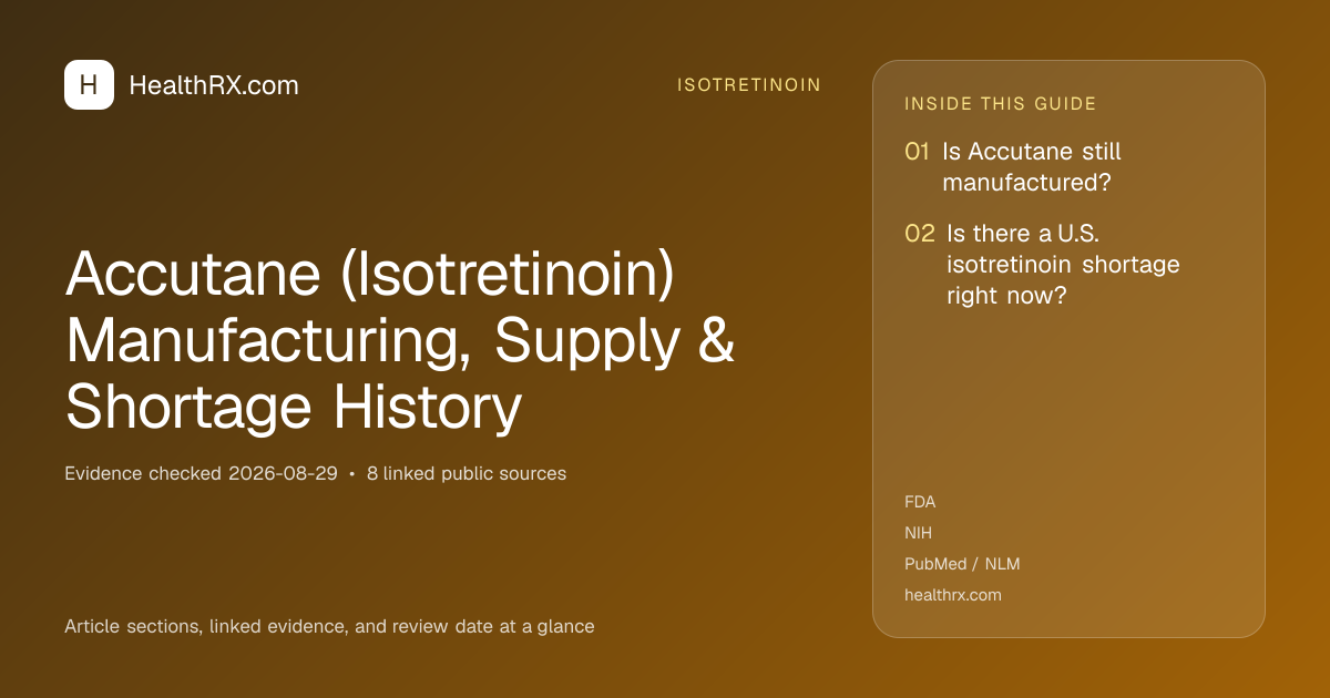 Evidence overview for isotretinoin: Accutane (Isotretinoin) Manufacturing, Supply & Shortage History