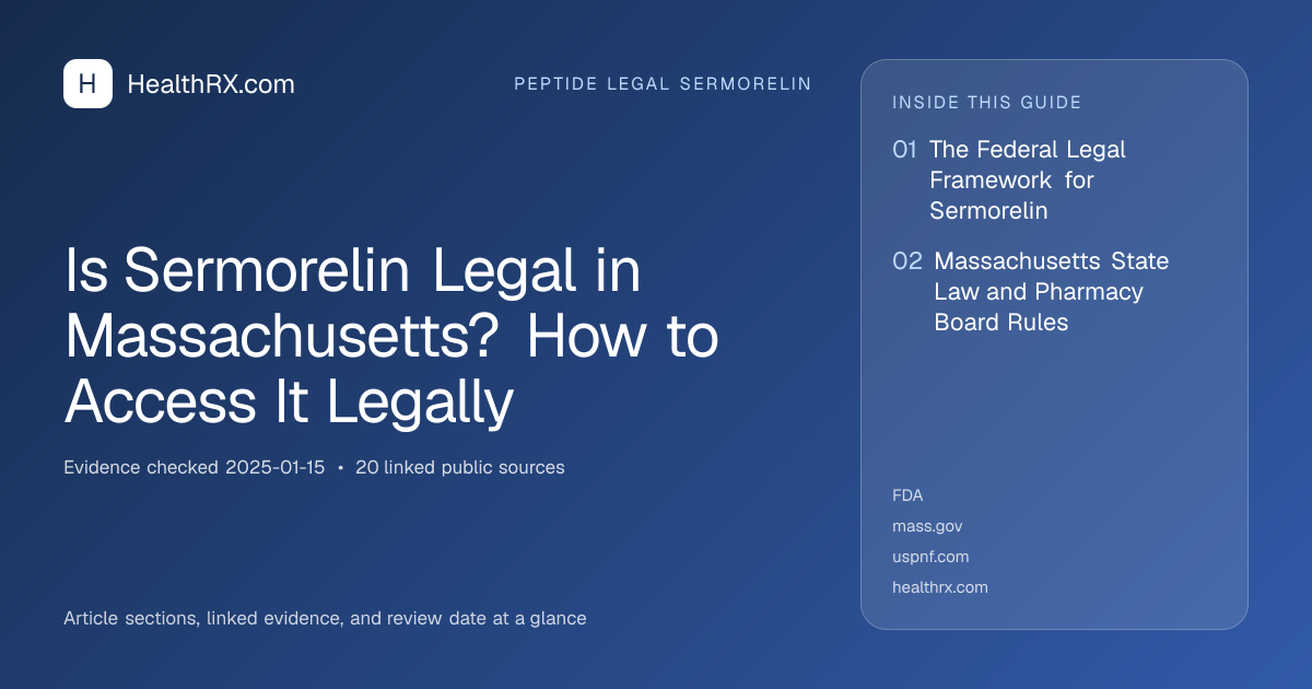Evidence overview for Is Sermorelin Legal in Massachusetts? How to Access It Legally