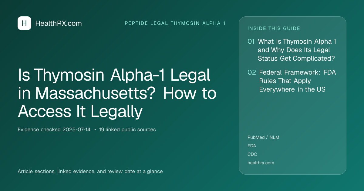 Evidence overview for Is Thymosin Alpha-1 Legal in Massachusetts? How to Access It Legally