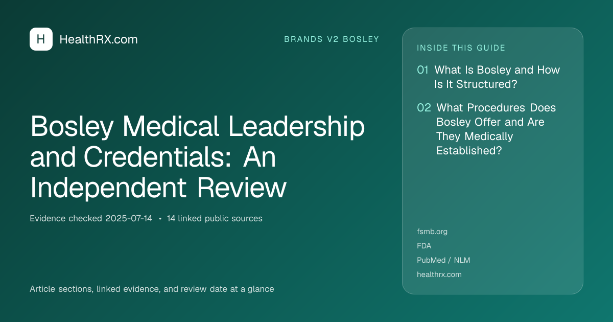 Evidence overview for brands v2 bosley: Bosley Medical Leadership and Credentials: An Independent Review