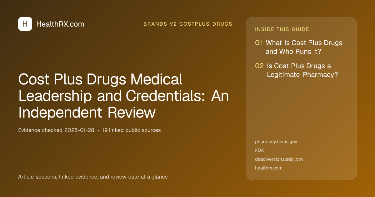 Evidence overview for Cost Plus Drugs Medical Leadership and Credentials: An Independent Review