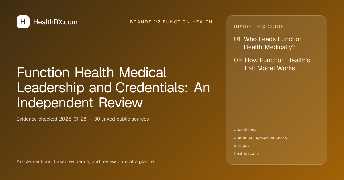 Evidence overview for Function Health Medical Leadership and Credentials: An Independent Review