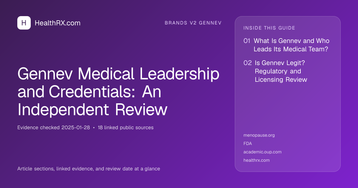 Evidence overview for Gennev Medical Leadership and Credentials: An Independent Review