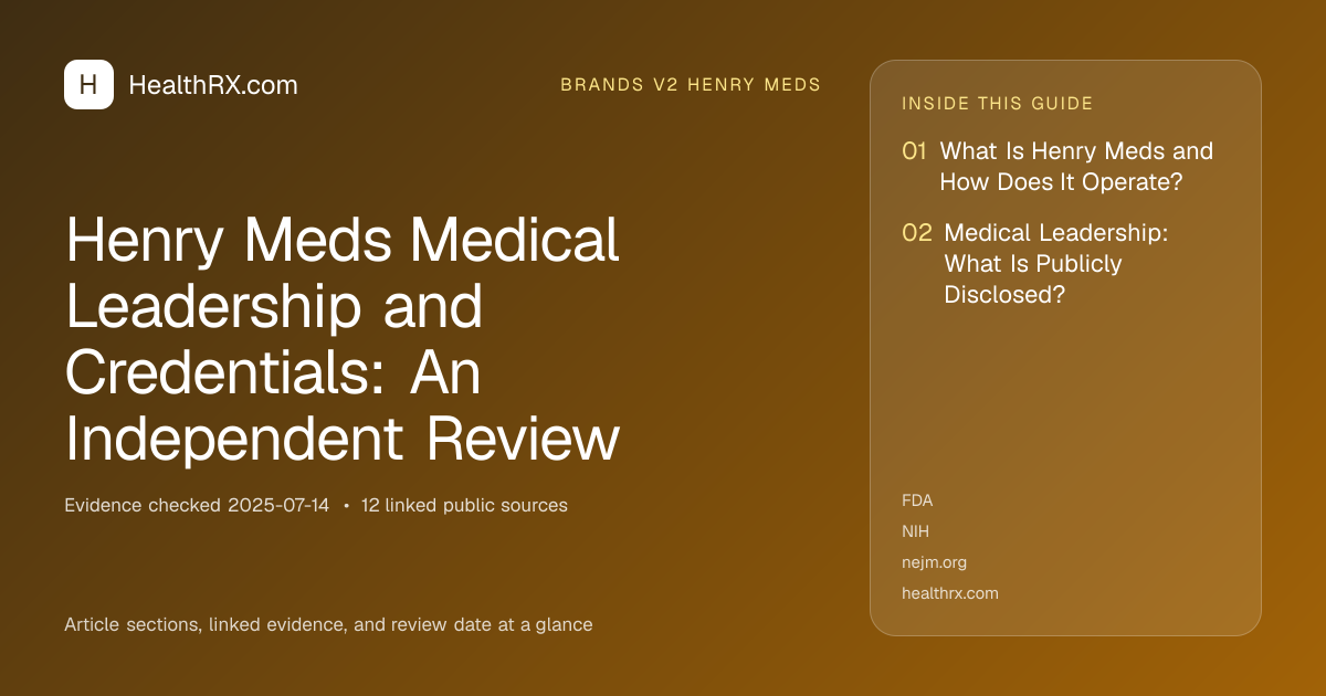 Evidence overview for Henry Meds Medical Leadership and Credentials: An Independent Review