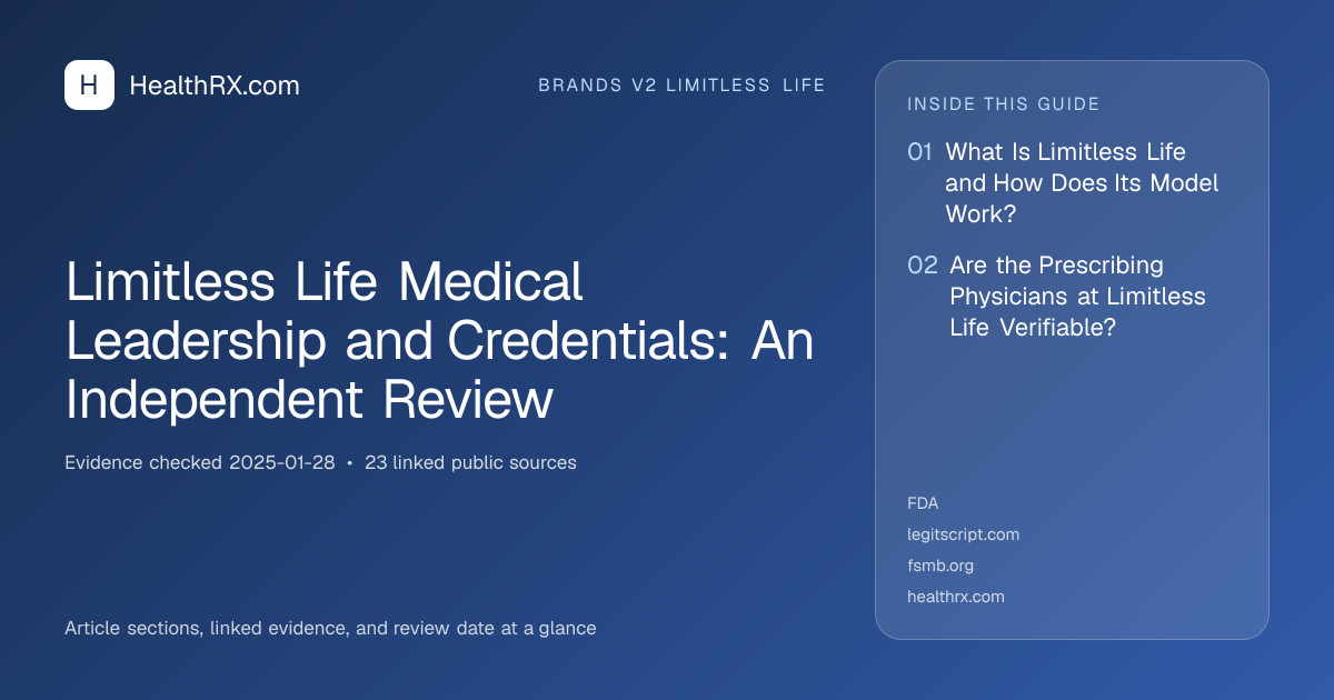 Evidence overview for Limitless Life Medical Leadership and Credentials: An Independent Review