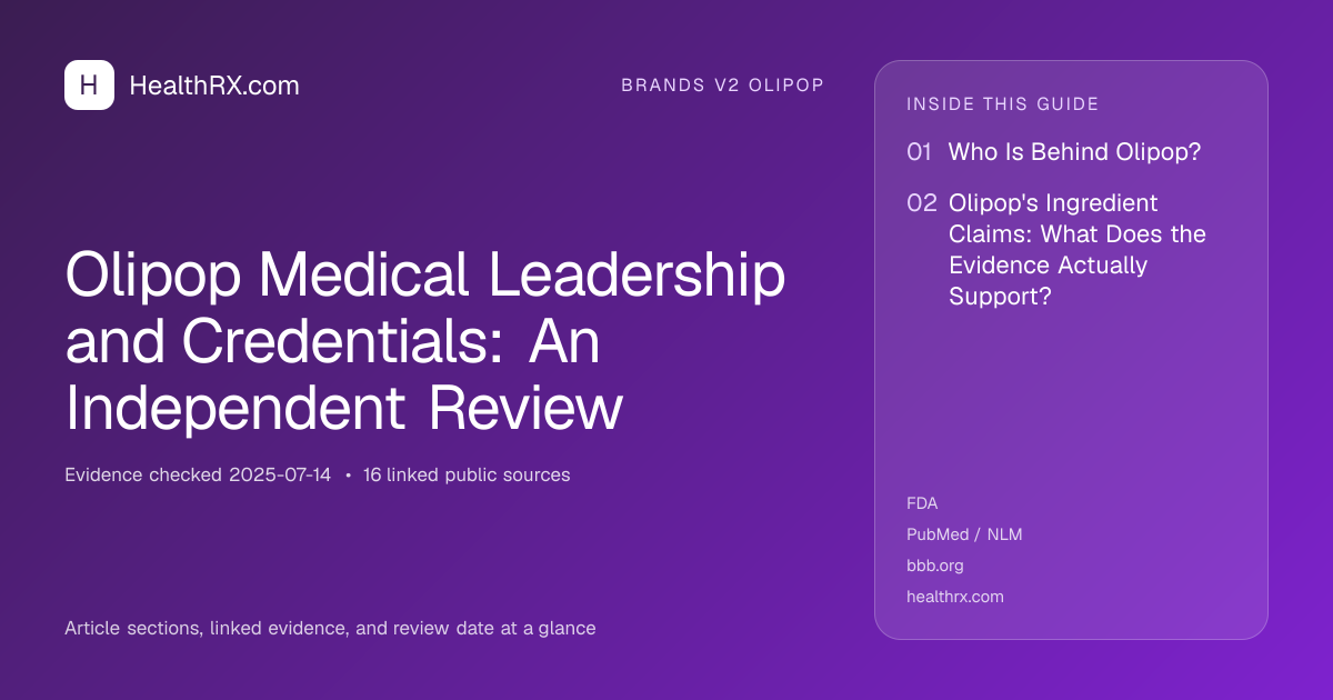 Evidence overview for brands v2 olipop: Olipop Medical Leadership and Credentials: An Independent Review