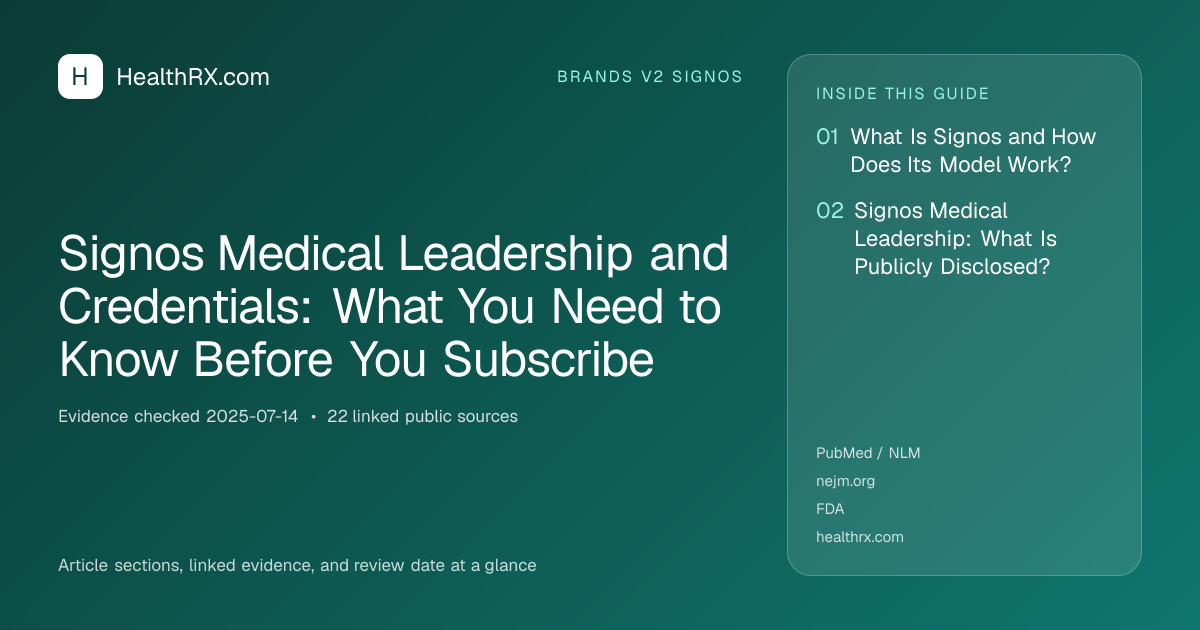 Evidence overview for brands v2 signos: Signos Medical Leadership and Credentials: What You Need to Know Before You Subscribe