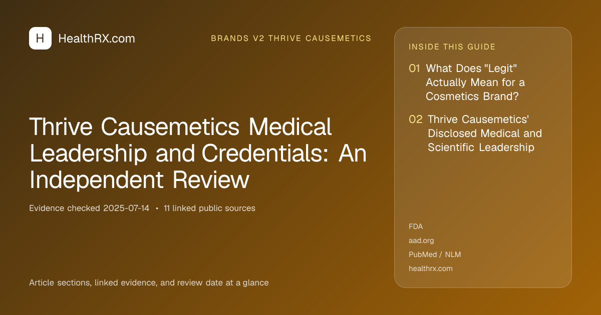 Evidence overview for brands v2 thrive causemetics: Thrive Causemetics Medical Leadership and Credentials: An Independent Review