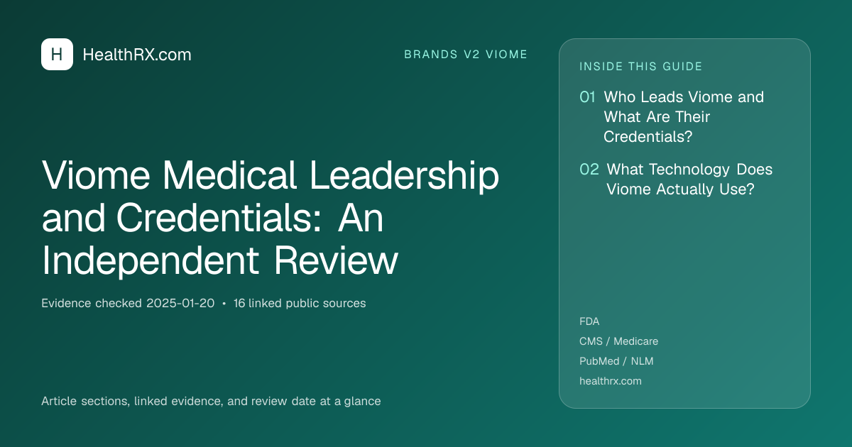 Evidence overview for brands v2 viome: Viome Medical Leadership and Credentials: An Independent Review