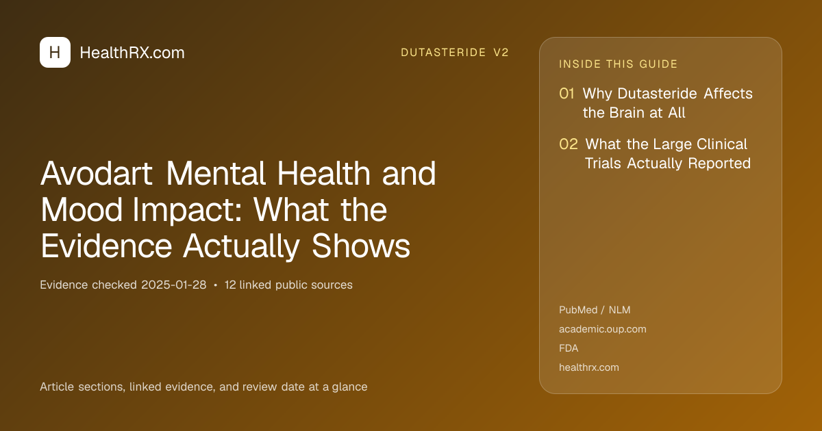 Evidence overview for dutasteride v2: Avodart Mental Health and Mood Impact: What the Evidence Actually Shows