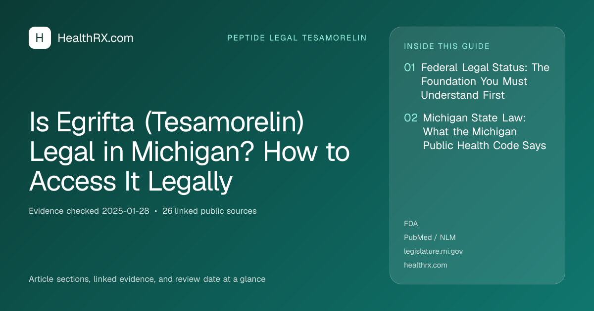 Evidence overview for Is Egrifta (Tesamorelin) Legal in Michigan? How to Access It Legally