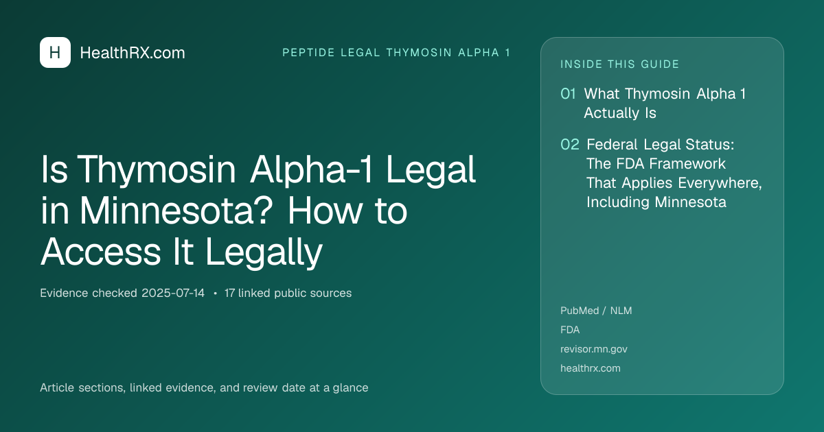 Evidence overview for Is Thymosin Alpha-1 Legal in Minnesota? How to Access It Legally
