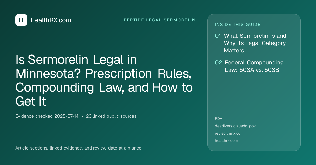 Evidence overview for Is Sermorelin Legal in Minnesota? Prescription Rules, Compounding Law, and How to Get It