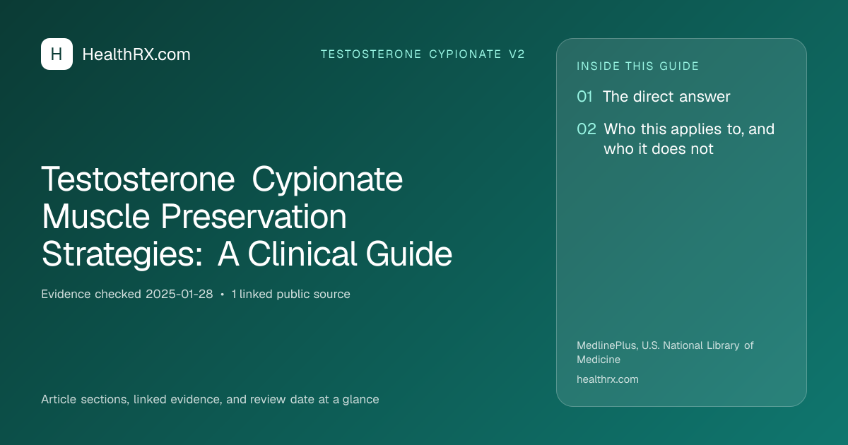 Evidence overview for Testosterone Cypionate Muscle Preservation Strategies: A Clinical Guide
