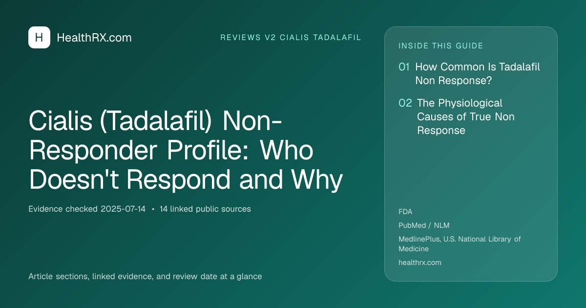 Evidence overview for reviews v2 cialis tadalafil: Cialis (Tadalafil) Non-Responder Profile: Who Doesn't Respond and Why