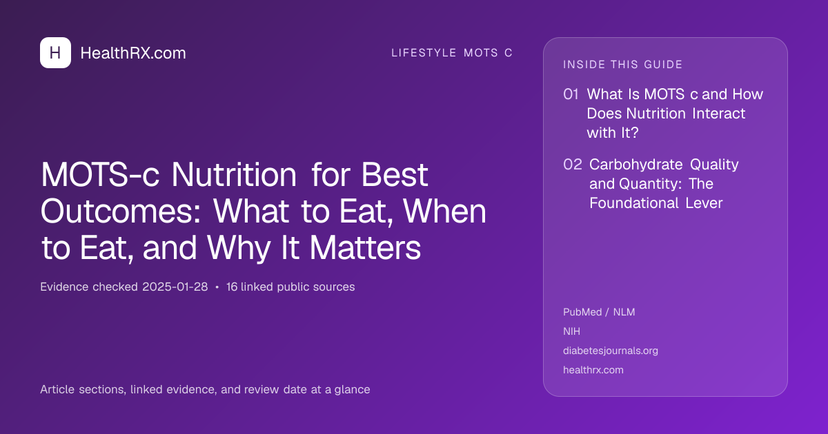 Evidence overview for MOTS-c Nutrition for Best Outcomes: What to Eat, When to Eat, and Why It Matters