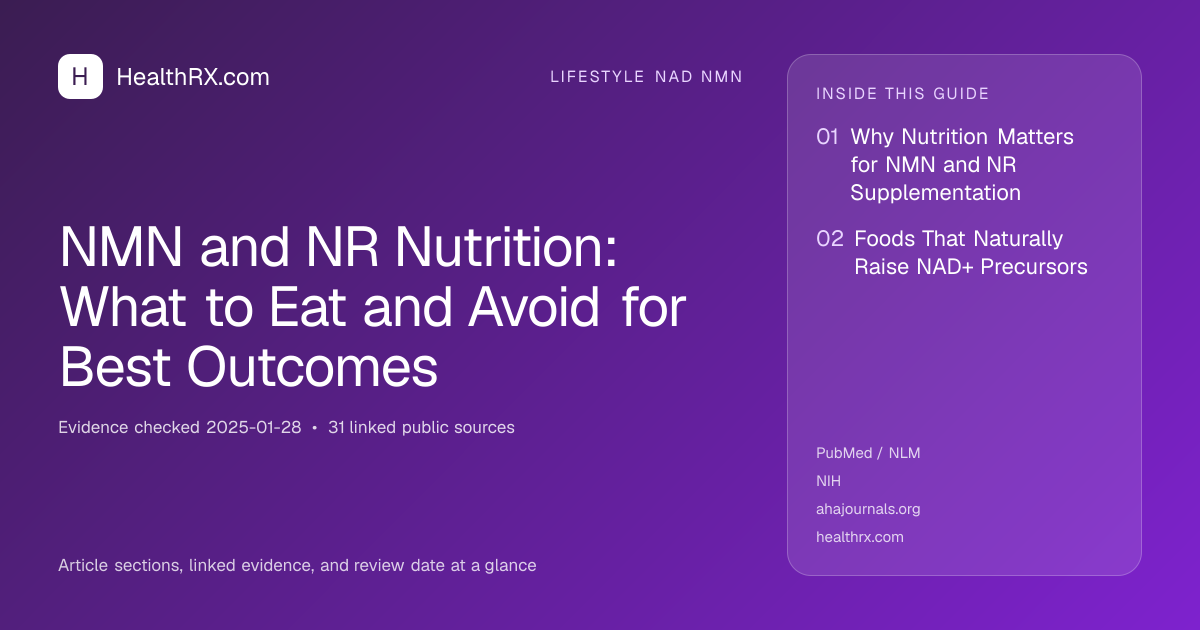 Evidence overview for lifestyle nad nmn: NMN and NR Nutrition: What to Eat and Avoid for Best Outcomes