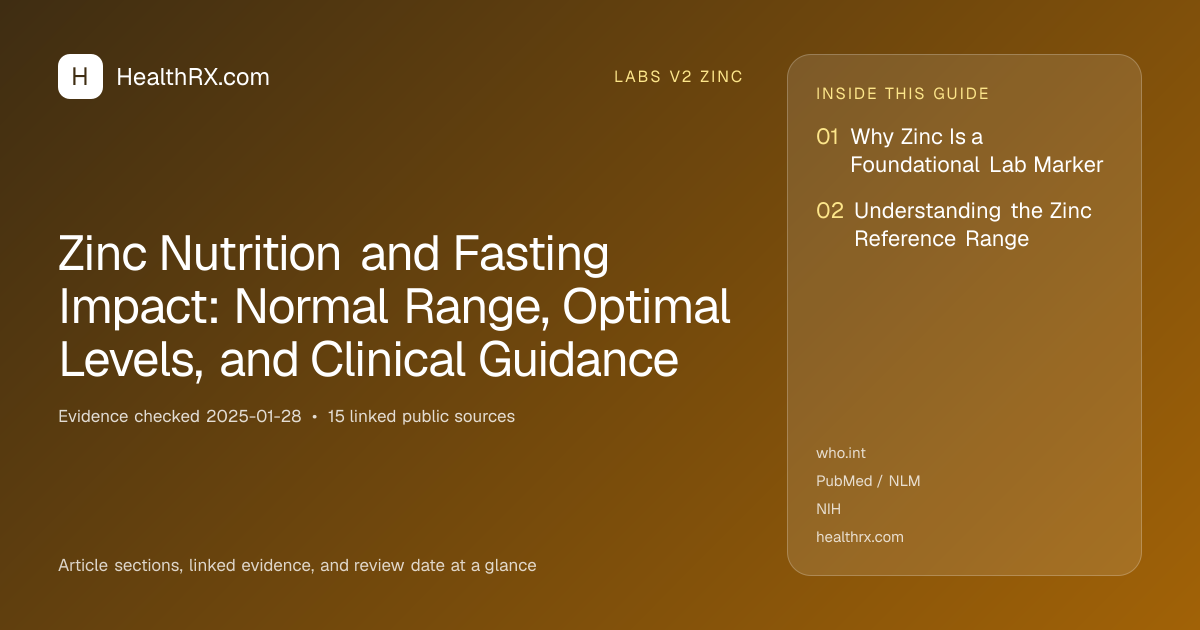 Evidence overview for Zinc Nutrition and Fasting Impact: Normal Range, Optimal Levels, and Clinical Guidance