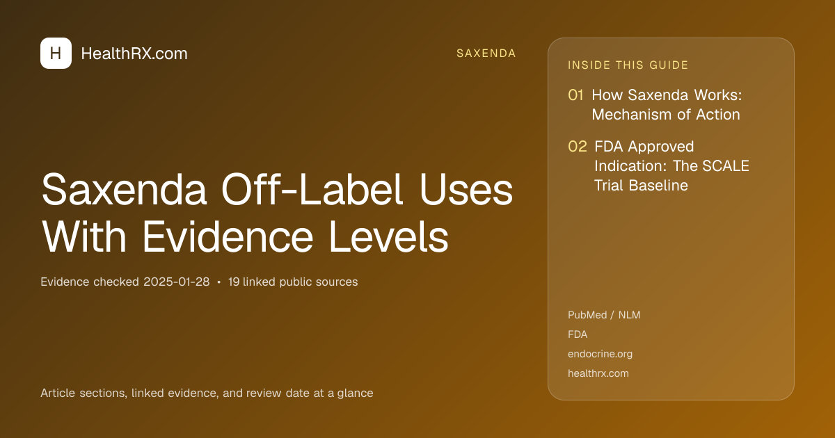 Evidence overview for Saxenda Off-Label Uses With Evidence Levels