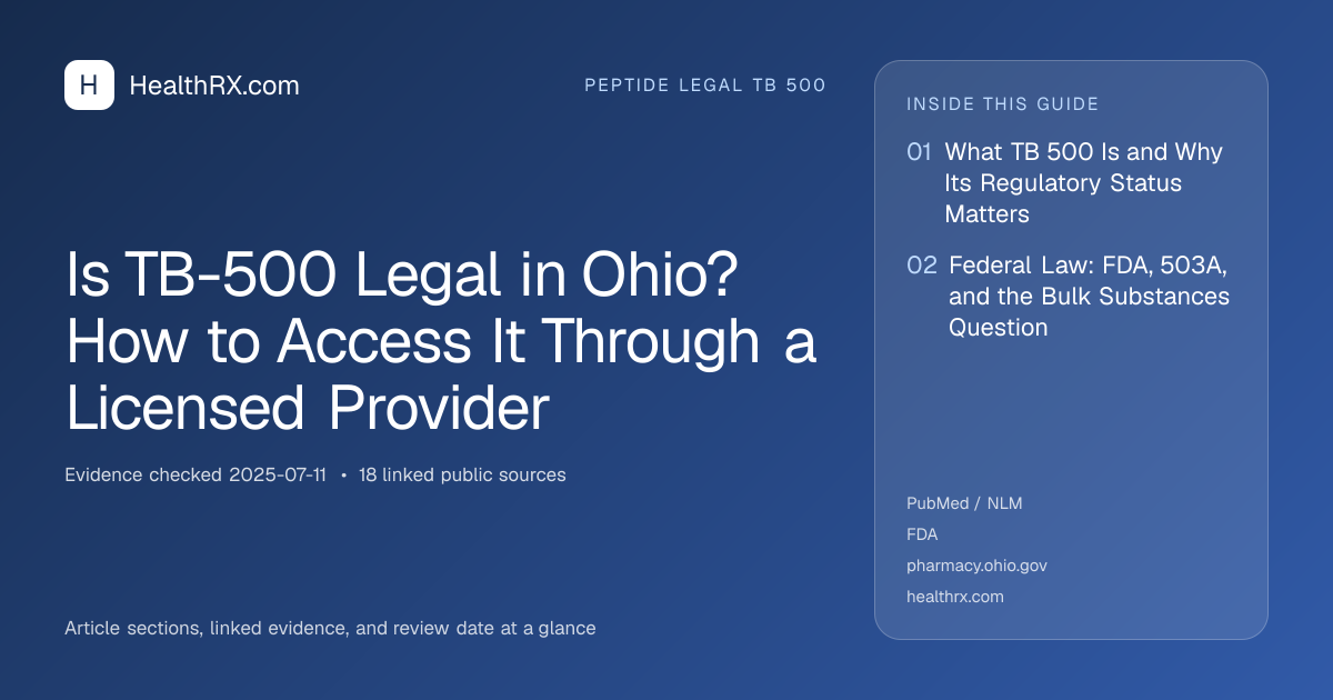 Evidence overview for Is TB-500 Legal in Ohio? How to Access It Through a Licensed Provider