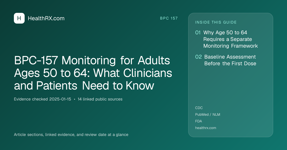 Evidence overview for BPC-157 Monitoring for Adults Ages 50 to 64: What Clinicians and Patients Need to Know