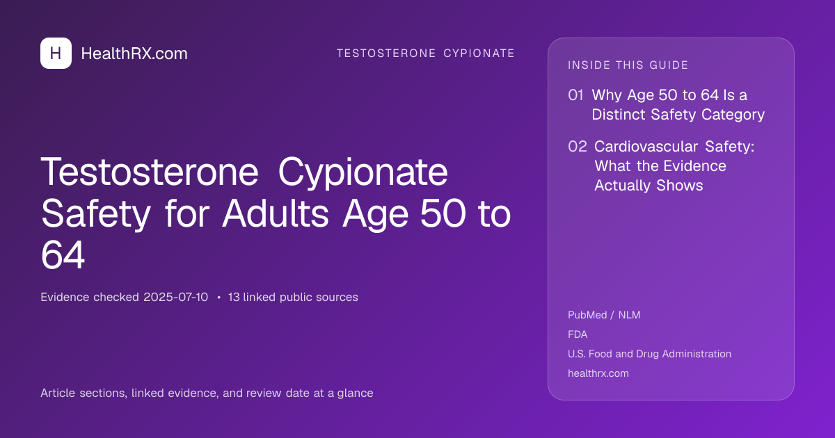 Evidence overview for Testosterone Cypionate Safety for Adults Age 50 to 64