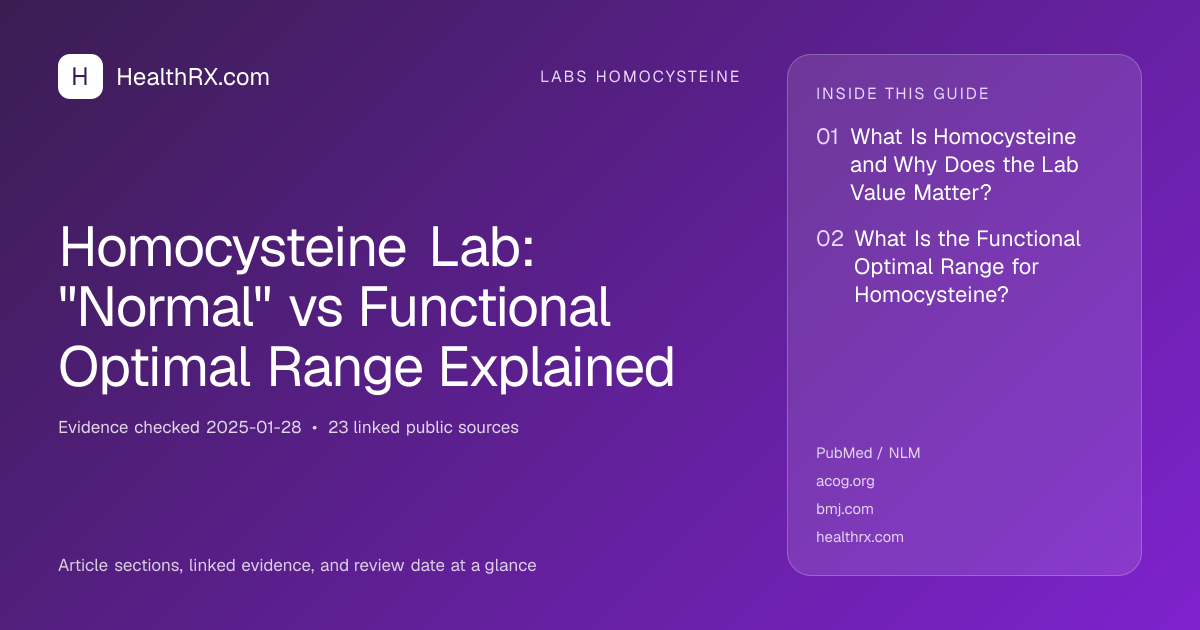 Evidence overview for Homocysteine Lab: "Normal" vs Functional Optimal Range Explained