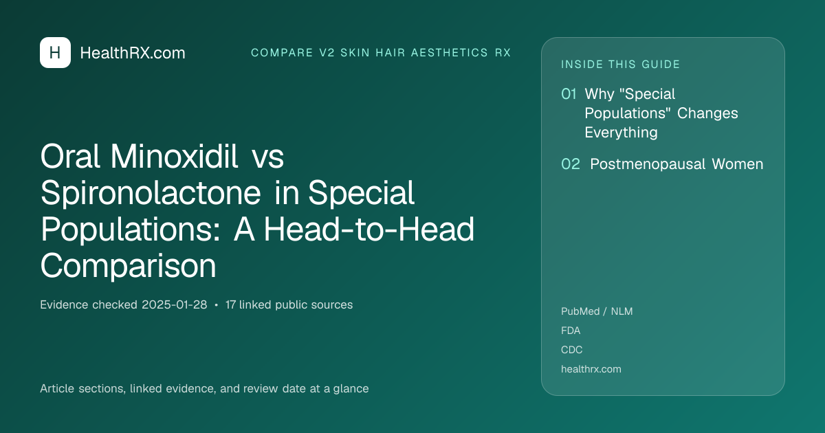 Evidence overview for compare v2 skin hair aesthetics rx: Oral Minoxidil vs Spironolactone in Special Populations: A Head-to-Head Comparison