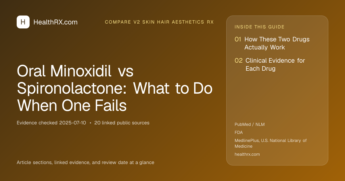 Evidence overview for compare v2 skin hair aesthetics rx: Oral Minoxidil vs Spironolactone: What to Do When One Fails