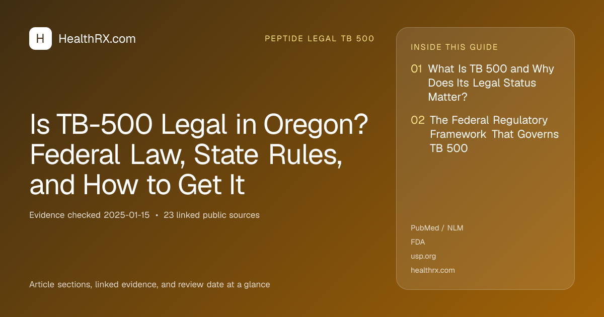 Evidence overview for Is TB-500 Legal in Oregon? Federal Law, State Rules, and How to Get It