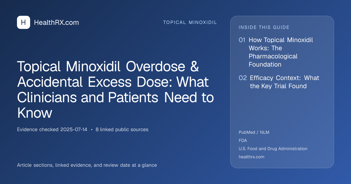 Evidence overview for topical minoxidil: Topical Minoxidil Overdose & Accidental Excess Dose: What Clinicians and Patients Need to Know