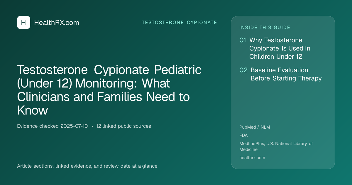 Evidence overview for Testosterone Cypionate Pediatric (Under 12) Monitoring: What Clinicians and Families Need to Know