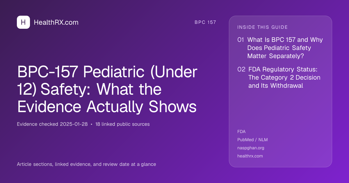 Evidence overview for BPC-157 Pediatric (Under 12) Safety: What the Evidence Actually Shows