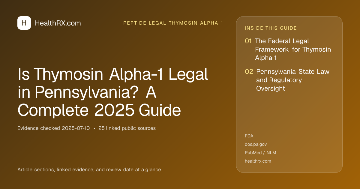 Evidence overview for Is Thymosin Alpha-1 Legal in Pennsylvania? A Complete 2025 Guide