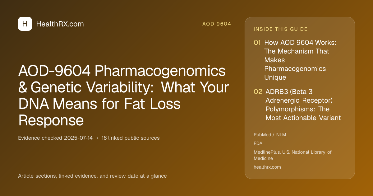 Evidence overview for AOD-9604 Pharmacogenomics & Genetic Variability: What Your DNA Means for Fat Loss Response