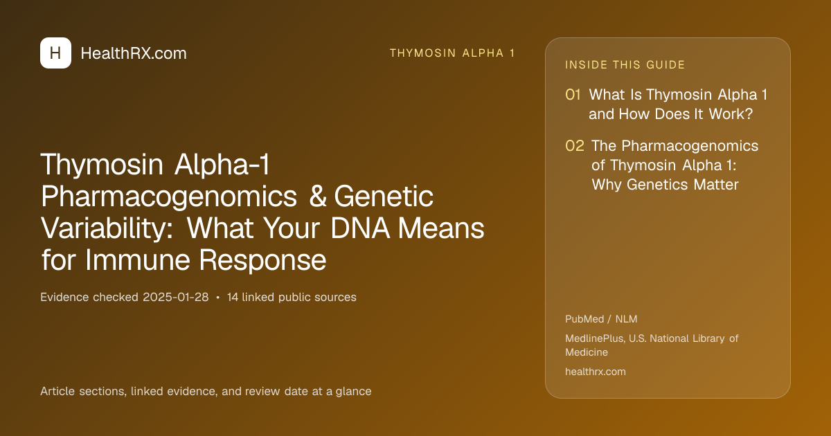 Evidence overview for thymosin alpha 1: Thymosin Alpha-1 Pharmacogenomics & Genetic Variability: What Your DNA Means for Immune Response