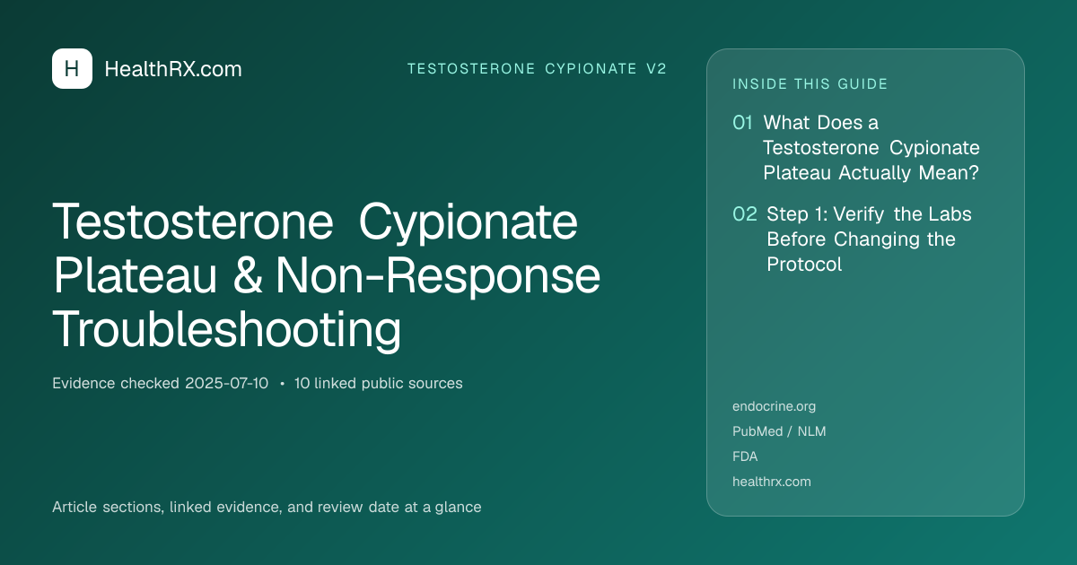 Evidence overview for Testosterone Cypionate Plateau & Non-Response Troubleshooting