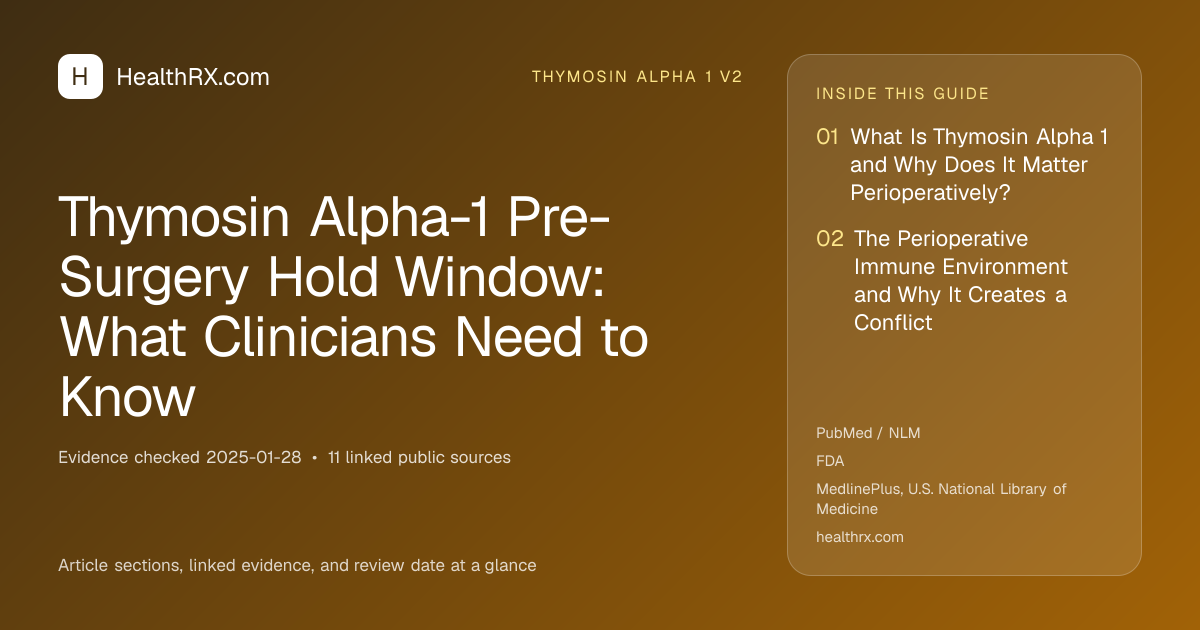 Evidence overview for Thymosin Alpha-1 Pre-Surgery Hold Window: What Clinicians Need to Know