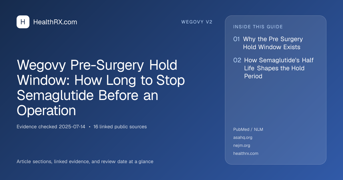 Evidence overview for Wegovy Pre-Surgery Hold Window: How Long to Stop Semaglutide Before an Operation