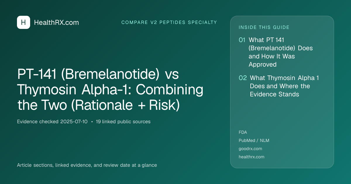 Evidence overview for PT-141 (Bremelanotide) vs Thymosin Alpha-1: Combining the Two (Rationale + Risk)