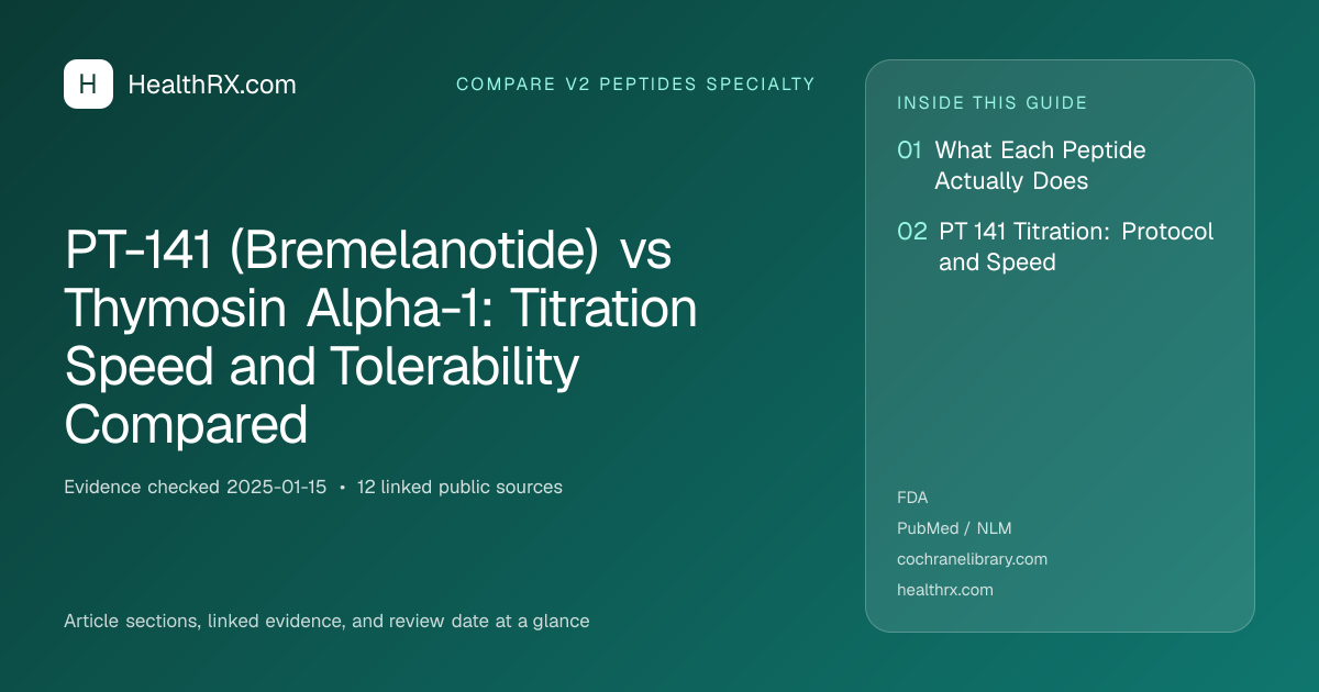 Evidence overview for PT-141 (Bremelanotide) vs Thymosin Alpha-1: Titration Speed and Tolerability Compared