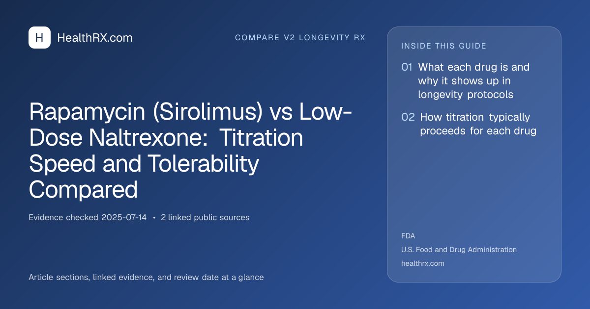 Evidence overview for compare v2 longevity rx: Rapamycin (Sirolimus) vs Low-Dose Naltrexone: Titration Speed and Tolerability Compared
