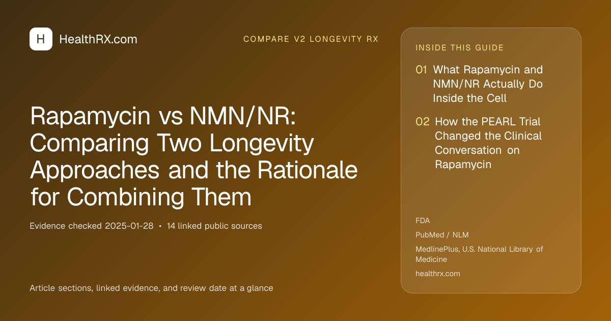 Evidence overview for Rapamycin vs NMN/NR: Comparing Two Longevity Approaches and the Rationale for Combining Them