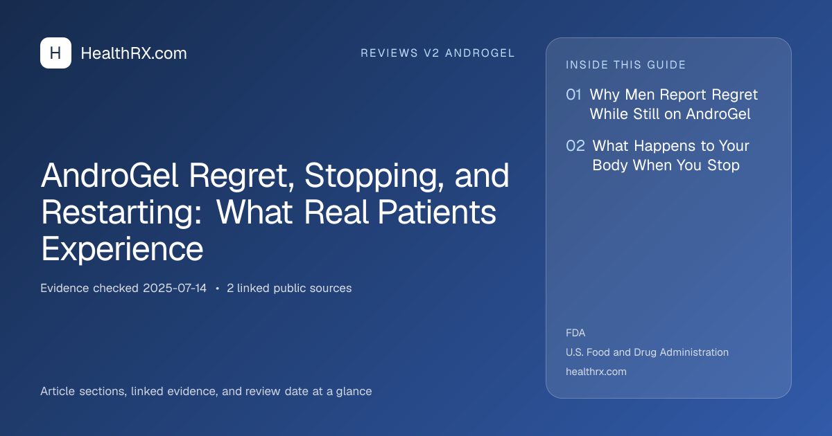 Evidence overview for AndroGel Regret, Stopping, and Restarting: What Real Patients Experience