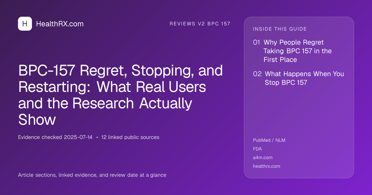 Evidence overview for BPC-157 Regret, Stopping, and Restarting: What Real Users and the Research Actually Show