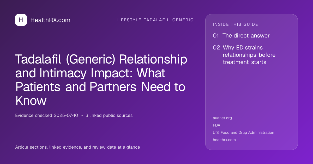 Evidence overview for lifestyle tadalafil generic: Tadalafil (Generic) Relationship and Intimacy Impact: What Patients and Partners Need to Know